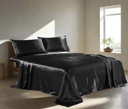 SLEEPMAZING LUXURY SET Silk Bedding Set black - Duvet, Sheet, Pillowcase - SleepMazing