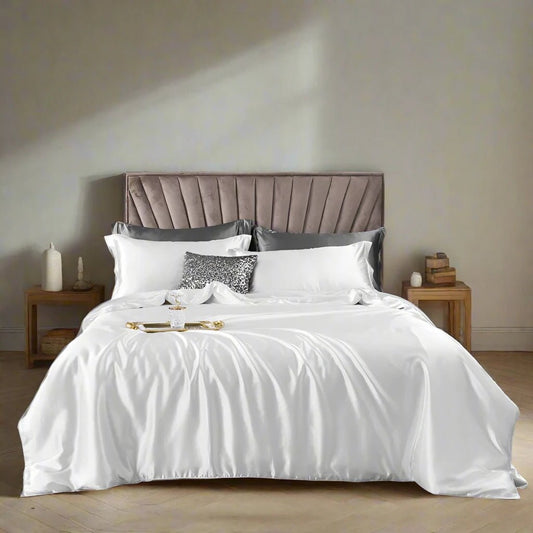 SLEEPMAZING LUXURY SET Silk Bedding Set white - Duvet, Sheet, Pillowcase - SleepMazing